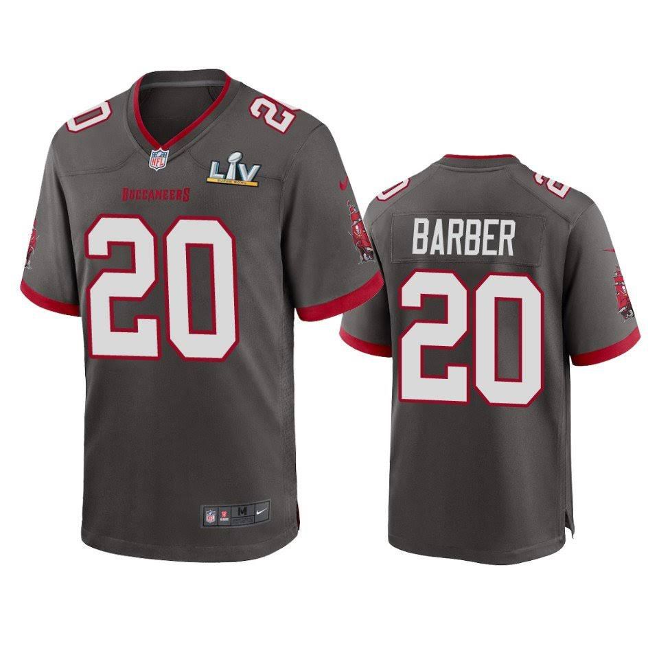 Men Tampa Bay Buccaneers #20 Ronde Barber Nike Grey Super Bowl LV Game NFL Jersey